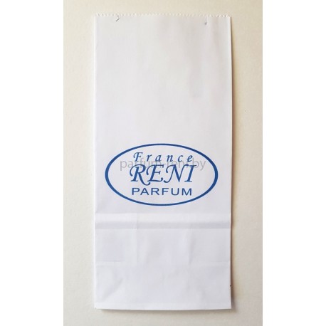 Пакет из белой бумаги 8*17см с логотипом Рени 5шт
